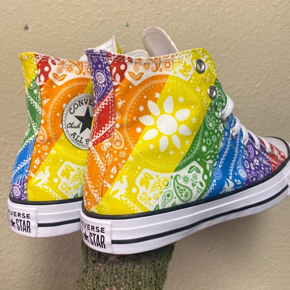 Converse rare rainbow pride all stars tapestry paisley high top sneakers - Picture 10 of 14